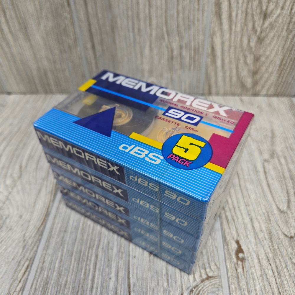Memorex dBS 90‎ Normal Position I Blank Audio Cassette Tapes 5 Pack Sealed USA